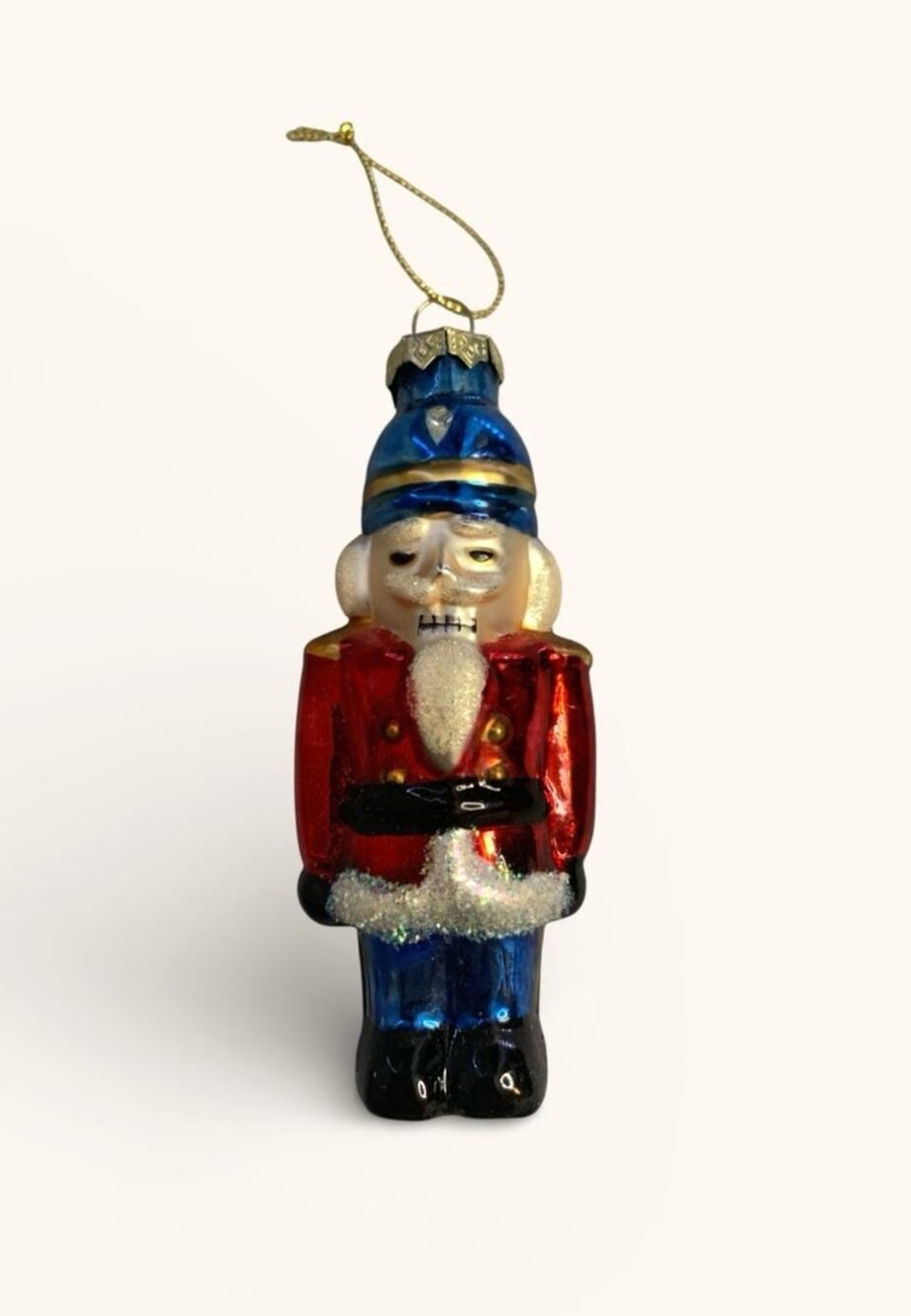 Vintage Nutcracker Soldier Glass Christmas Ornament 4”, Christmas Decor, Holiday